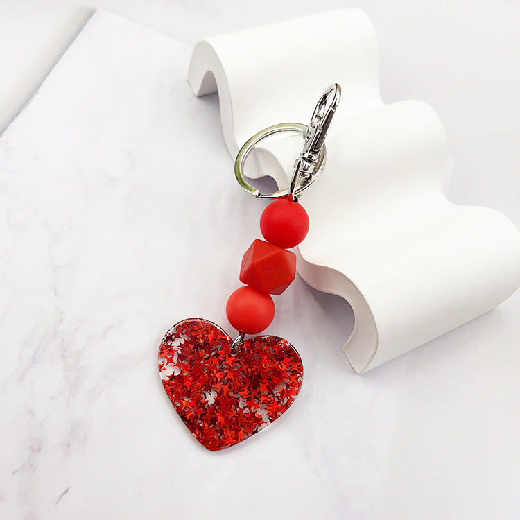 Wholesale  Magic Acrylic Love Silicone Beaded Keychain Bag Key Pendant